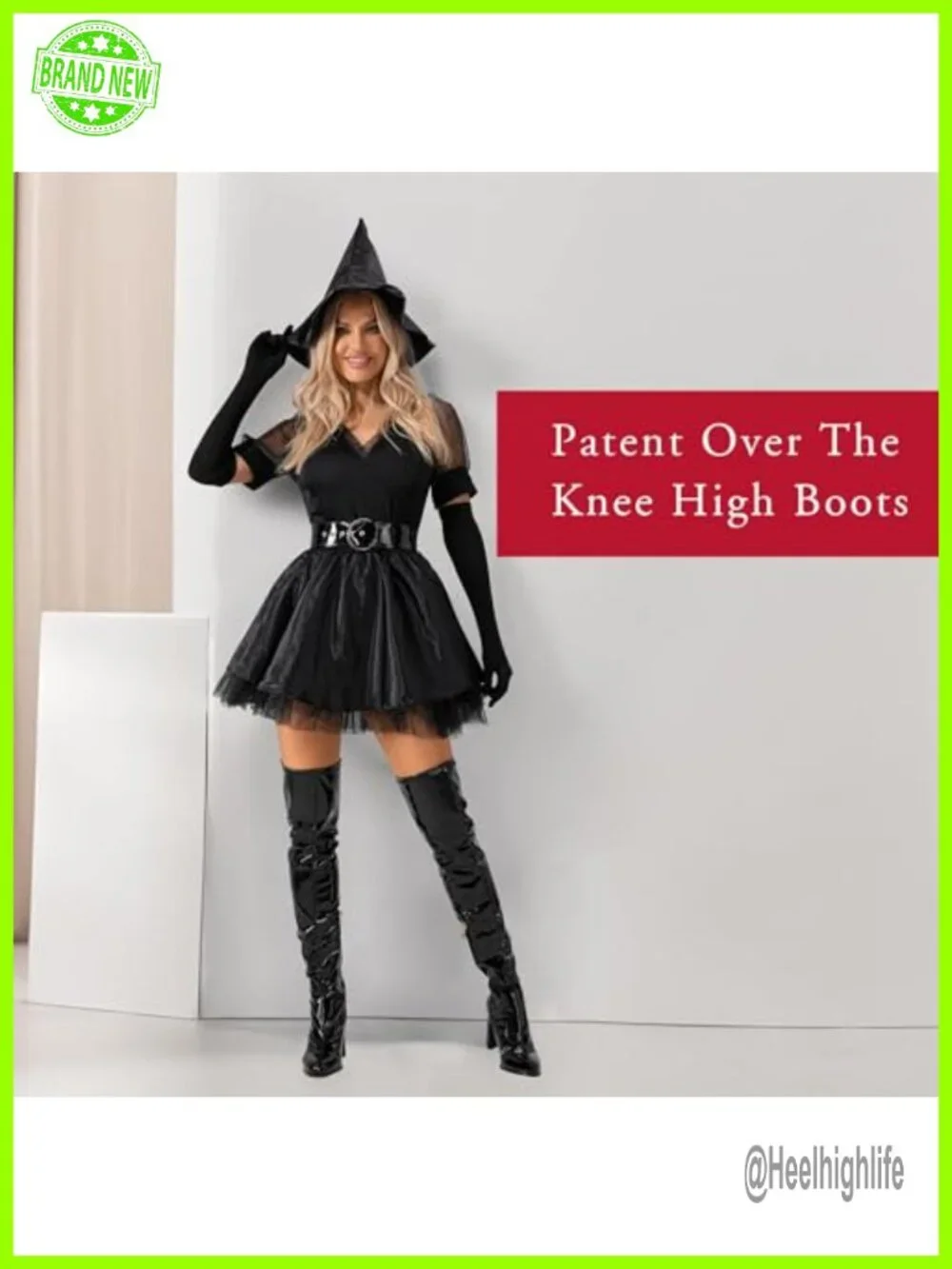 Thigh High Boots Pointed Toe Chunky Heels Patent Leather GOGO Cosplay Dance